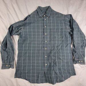 Woolrich Mens Large Gray Button Down Plaid Shirt Casual Travel Outdoors Work